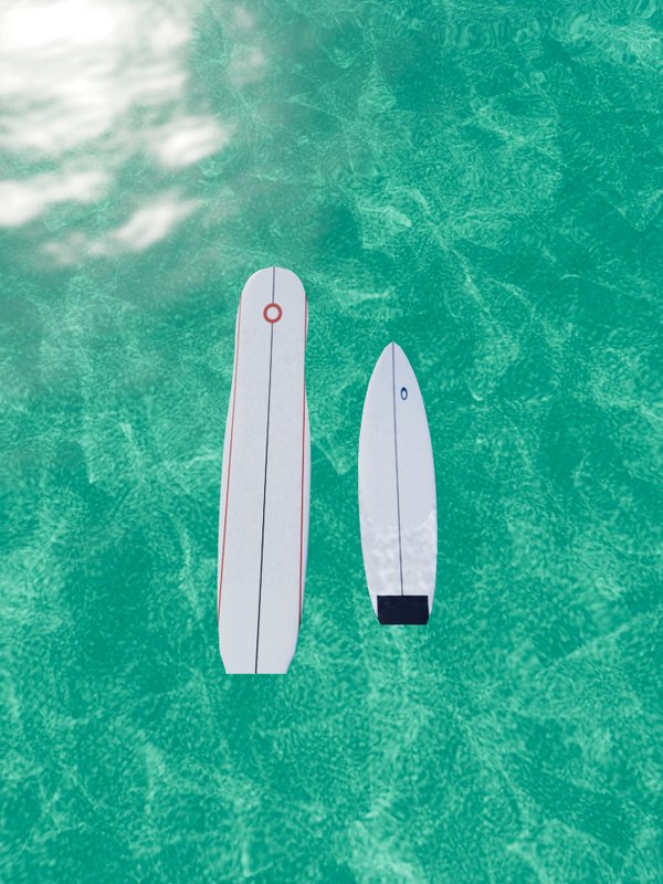 A shortboard and a longboard